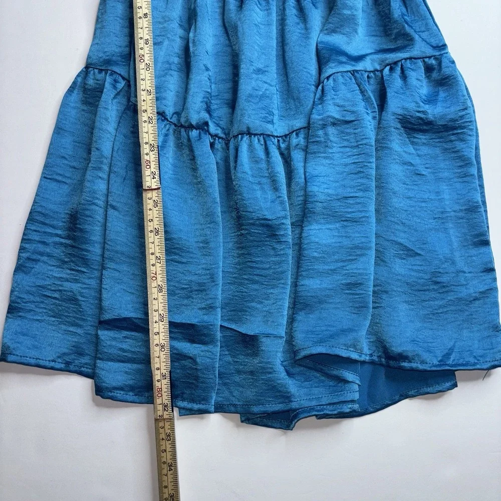 Steve Madden Prairie Dreams Satin Mini Dress Size Small S Blue